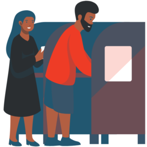 Illustration of a man and woman voting