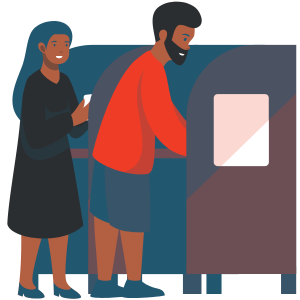 Illustration of a man and woman voting